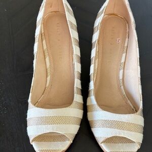 Kelly & Katie Gold and Cream Espadrille -SIZE 10